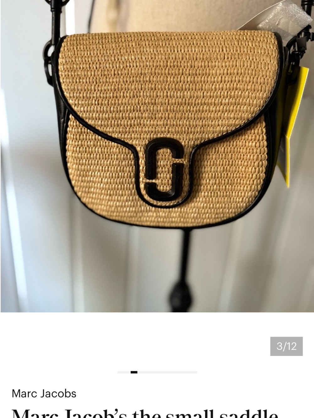 Marc Jacob’s the small saddle raffia bag  Black & Tan Women's Bag NWT Summer